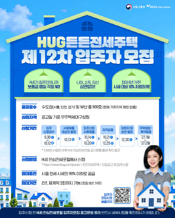 260928 ★ 든든전세주택 12차 모집 공고 포스터