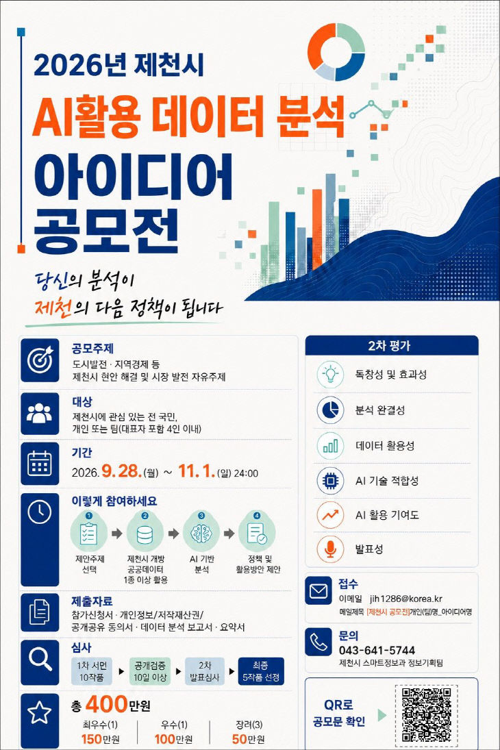 제천시, 인공지능 활용 데이터 분석 아이디어 공모전