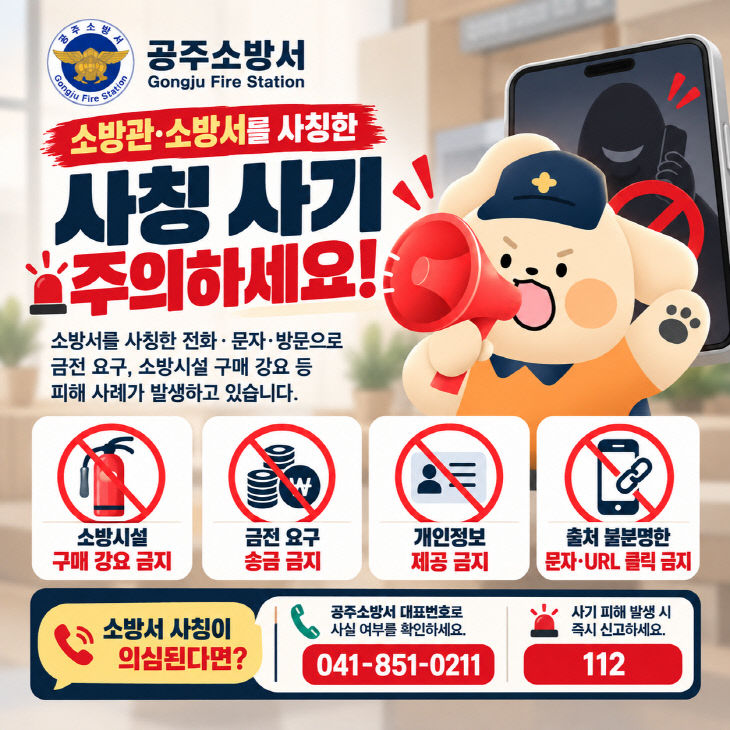 10.13. 공주소방서, 소방서라더니 사칭 피해 주의보!!