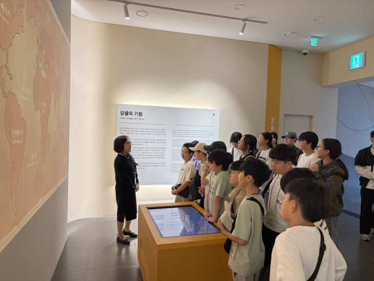 5. 삼동초 학생들이 15일 감귤박물다
