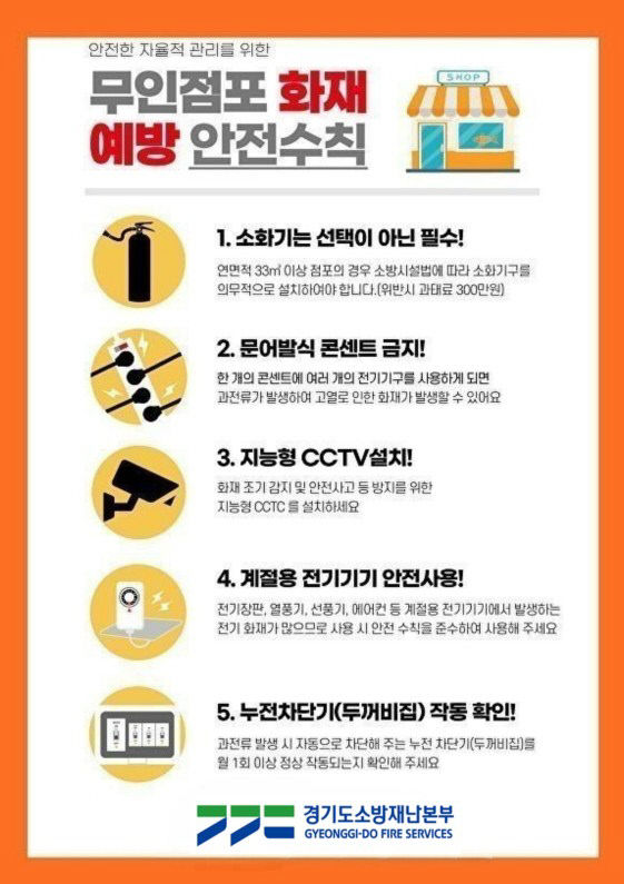 무인점포 화재 예방안전수칙