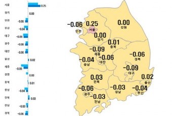 `토허제` 여파 서울 최대 상승폭… 충청권 등 지방 아파트 매매가격 감소