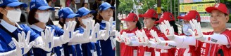 선거운동 첫 주말…‘뜨거운 열기’