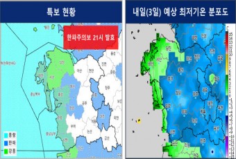 아침기온 `영하권` 한파주의보 발효…4일 오후부터 풀려