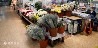 대목에도 한산한 꽃시장